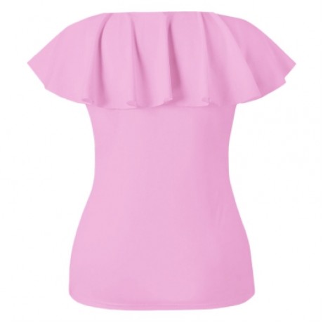 Criss Cross Plus Size Ruffle Insert T-shirt (HOT PINK)