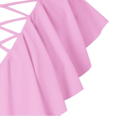 Criss Cross Plus Size Ruffle Insert T-shirt (HOT PINK)