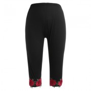 Plus Size High Rise Cropped Leggings (BLACK)
