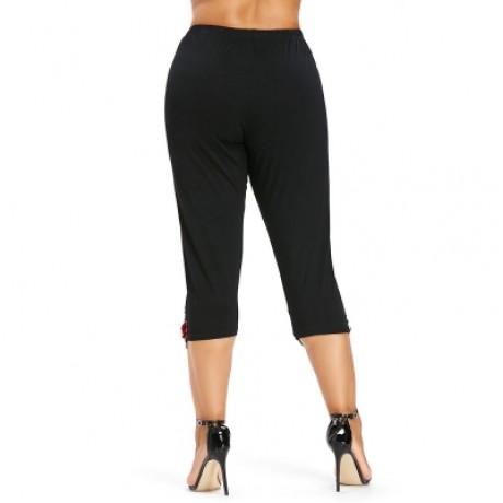 Plus Size High Rise Cropped Leggings (BLACK)
