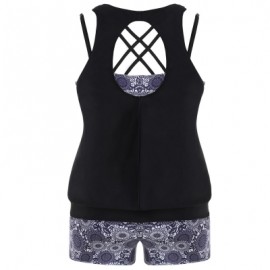 Plus Size Floral Three Pieces Bikini Set (MIDNIGHT BLUE)