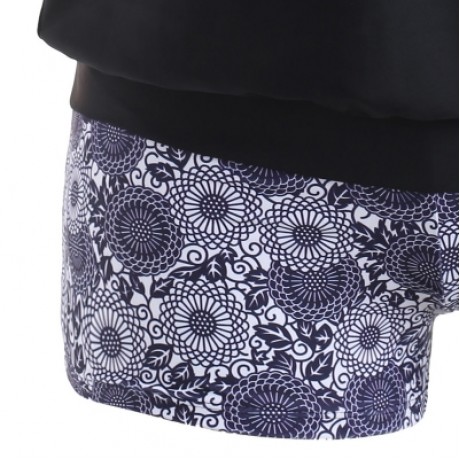 Plus Size Floral Three Pieces Bikini Set (MIDNIGHT BLUE)