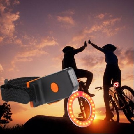 Wheelup Circle Wireless Intelligent USB Charging Bicycle Tail Light Alarm (BLACK)