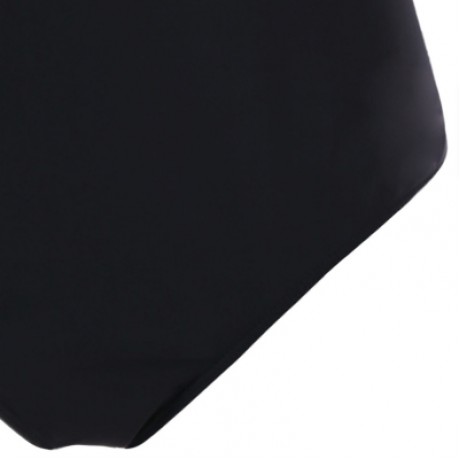 Spaghetti Strap Flounce Cold Shoulder One Piece Swimwear (BLACK)