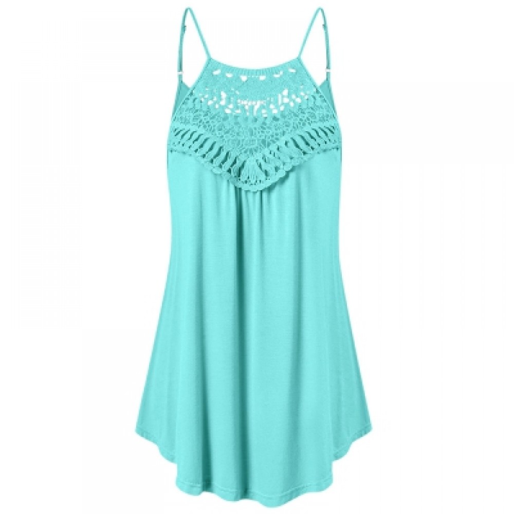 Lace Crochet Spaghetti Strap Tank Top (MINT GREEN)