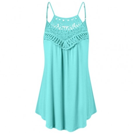 Lace Crochet Spaghetti Strap Tank Top (MINT GREEN)