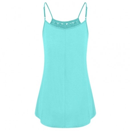 Lace Crochet Spaghetti Strap Tank Top (MINT GREEN)