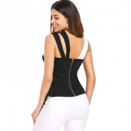 Back Zip Asymmetrical Flare Tank Top (BLACK)