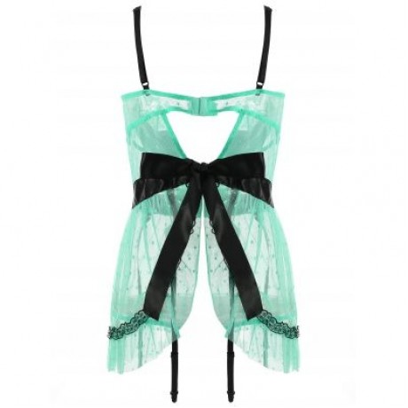 Plus Size Underwire Bowknot Babydoll (GREEN)