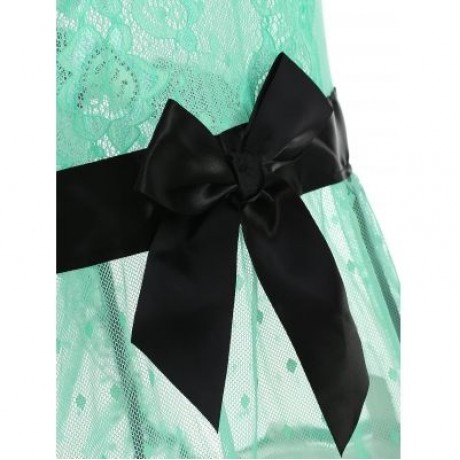 Plus Size Underwire Bowknot Babydoll (GREEN)