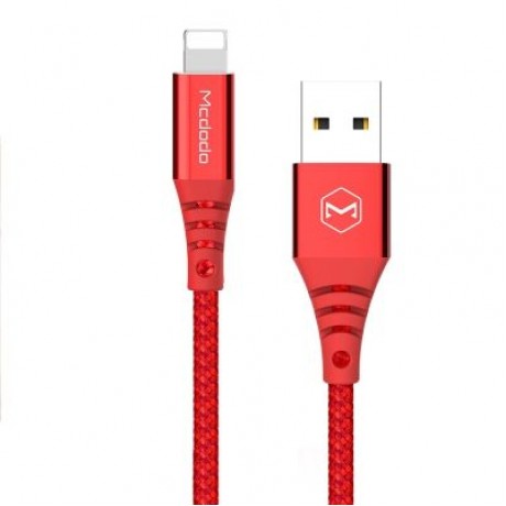 Mcdodo CA - 5090 8 Pin Fast Charging Cable Nylon LED Indicator 2A 1.2M for iPhone (RED)