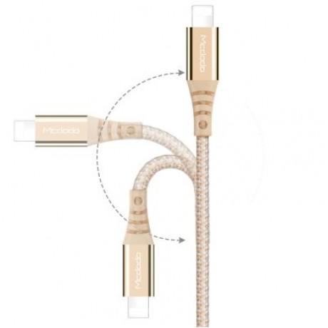 Mcdodo CA - 5090 8 Pin Fast Charging Cable Nylon LED Indicator 2A 1.2M for iPhone (GOLD)