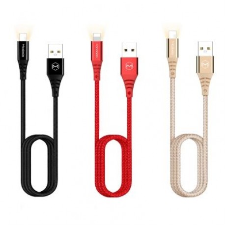 Mcdodo CA - 5090 8 Pin Fast Charging Cable Nylon LED Indicator 2A 1.2M for iPhone (GOLD)