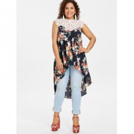 Plus Size Floral Flowy Tank Top (CADETBLUE)