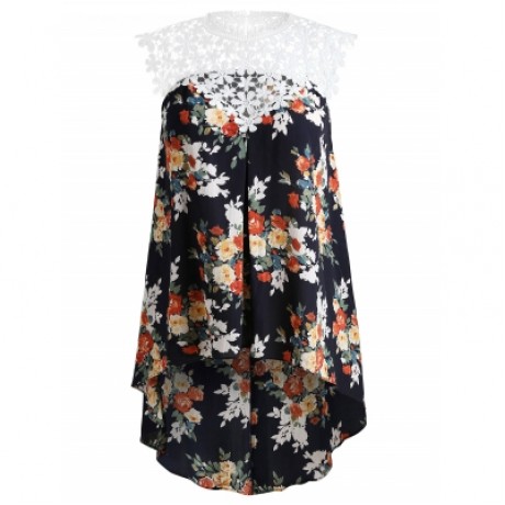 Plus Size Floral Flowy Tank Top (CADETBLUE)