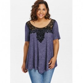 Plus Size Scoop Neck Two Tone T-shirt (DEEP BLUE)