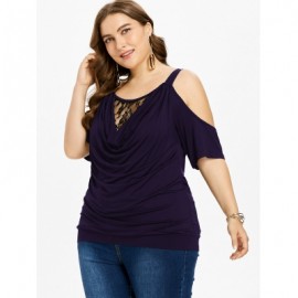 Plus Size Cowl Neck Blouson T-shirt (PURPLE MONSTER)