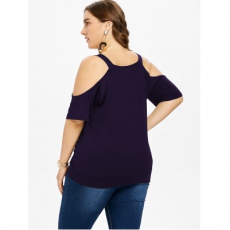 Plus Size Cowl Neck Blouson T-shirt (PURPLE MONSTER)