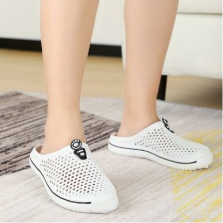 Unisex Trendy Hole Slippers Garden Beach Clogs Rain Outdoor Sandals (WHITE)