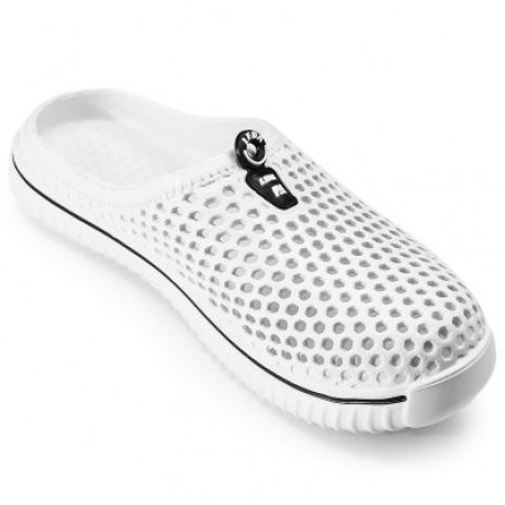 Unisex Trendy Hole Slippers Garden Beach Clogs Rain Outdoor Sandals (WHITE)