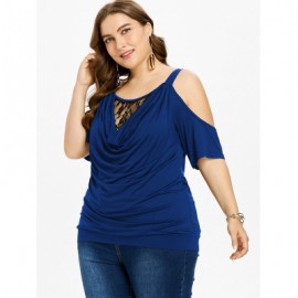 Plus Size Cowl Neck Blouson T-shirt (COBALT BLUE)