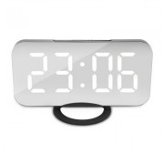 LED Digital Alarm Clock Mirror Snooze Desktop Night Light Four Colors Display (WHITE)