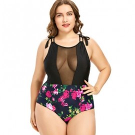 Plus Size Racerback Floral Swimsuit (ROSE RED)