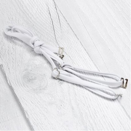 Strapless Spaghetti Strap Flounce Padded Print Low Waist Women Bikini Set (WHITE)