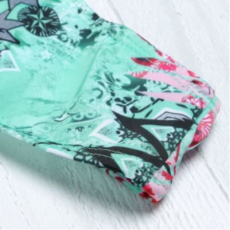 Strapless Spaghetti Strap Flounce Padded Print Low Waist Women Bikini Set (WHITE)