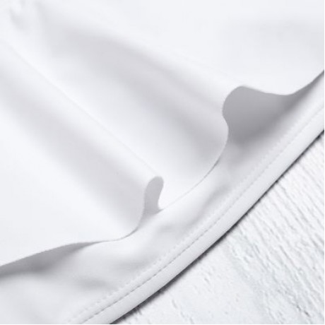 Strapless Spaghetti Strap Flounce Padded Print Low Waist Women Bikini Set (WHITE)