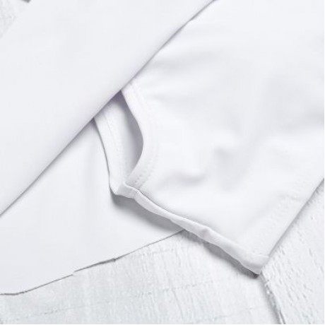 Strapless Spaghetti Strap Flounce Padded Print Low Waist Women Bikini Set (WHITE)