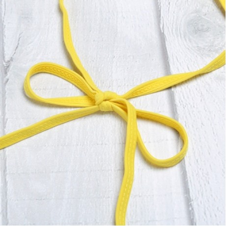 Halter Neck Padded Flounce Print High Waist Women Bikini Set (YELLOW)