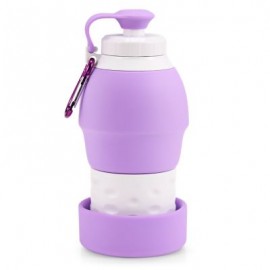 Platinum Silicone Foldable Portable Drinking Water Bottle 580ML Large Capacity (PURPLE)