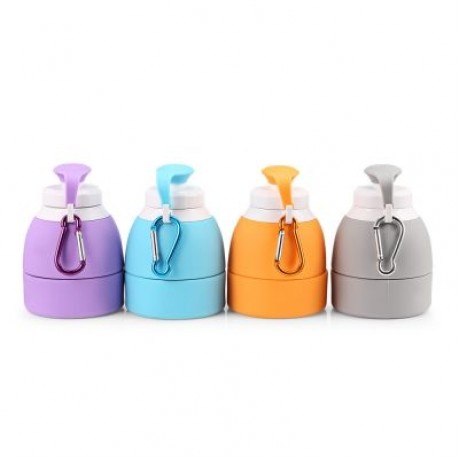 Platinum Silicone Foldable Portable Drinking Water Bottle 580ML Large Capacity (PURPLE)