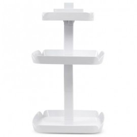 Multifunctional Cosmetics Makeup 3-layer Rotatable Storage Box Holder (WHITE)