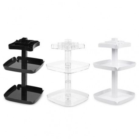 Multifunctional Cosmetics Makeup 3-layer Rotatable Storage Box Holder (WHITE)