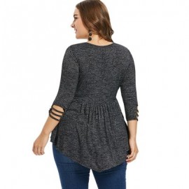 Plus Size Ladder Cut Out A Line T-shirt (DARK GRAY)