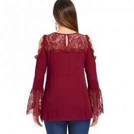 Open Shoulder Lace Insert Blouse (RED WINE)