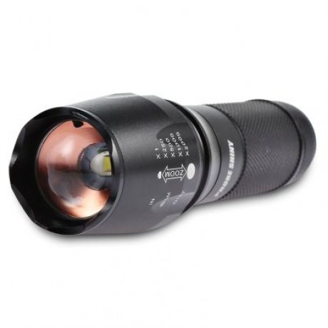 PROBE SHINY Handheld Portable LED Flashlight Zoomable Ultra Bright (BLACK)
