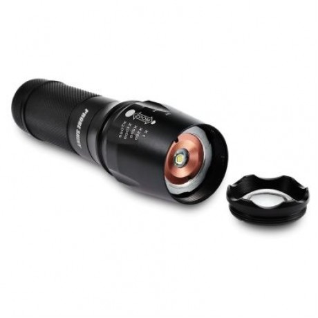 PROBE SHINY Handheld Portable LED Flashlight Zoomable Ultra Bright (BLACK)