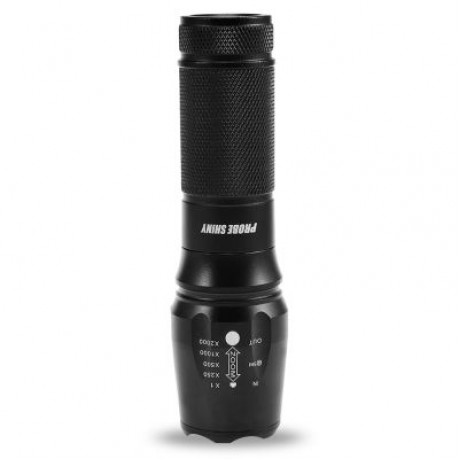 PROBE SHINY Handheld Portable LED Flashlight Zoomable Ultra Bright (BLACK)