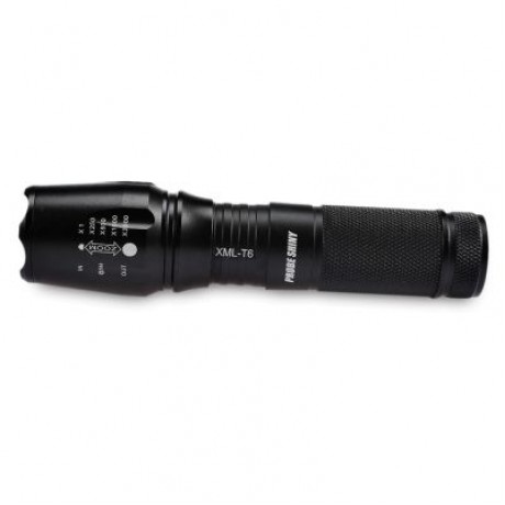 PROBE SHINY Handheld Portable LED Flashlight Zoomable Ultra Bright (BLACK)