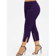 Plus Size Grommet Embellished Pants (PURPLE)