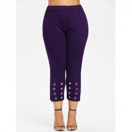 Plus Size Grommet Embellished Pants (PURPLE)
