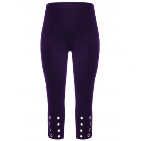 Plus Size Grommet Embellished Pants (PURPLE)