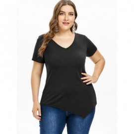 Plus Size Applique Longline T-shirt (BLACK)