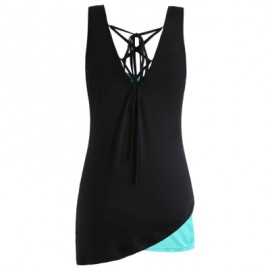 Lacing Sleeveless Two Piece Tops (BLACK)