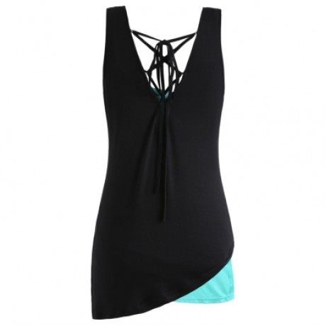 Lacing Sleeveless Two Piece Tops (BLACK)