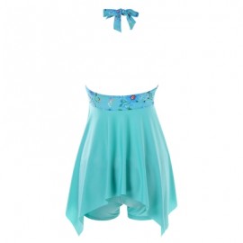 Daisy Printed Empire Waist Handkerchief Tankini (LIGHT SEA GREEN)