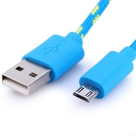 NYLON FABRIC BRAIDE ROUND MICRO USB TO USB CABLE HIGH SPEED A MALE TO MICRO B DATA TRANSFE